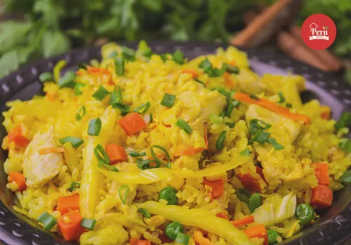 Peruvian arroz a la jardinera with chicken