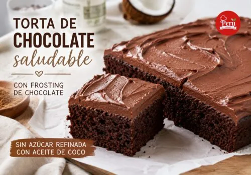 Torta de chocolate saludable con frosting de chocolate, azúcar de coco y aceite de coco